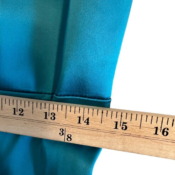 Calvin Klein Teal Satin Square Neck Midi Cocktail Chic Minimalist Party Dress 6 - Picture 7 of 10